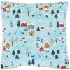 Vankúš zamatový s výplňou, modrý - farebný vzor, ​​100% polyester, 45 x 45 cm.