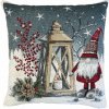 Obliečka na vankúš Gobelín CHENILLE 42/42 cm - Vianoce škriatok a lampáš