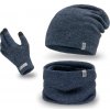 Sada Pamami 15012+16106+16180 - čiapka + šál + rukavice Farba: Modrá - tmavo, Veľkosť: UNI