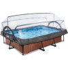 Bazén s krytom a filtráciou Wood pool Exit Toys oceľová konštrukcia 220*150*65 cm hnedý od 6 rokov