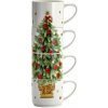 4x Vianočný hrnček 330 ml Vianoce na stojane sada stromček