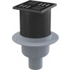 Alca Alcadrain APV32BLACK - Podlahová vpusť 105×105/50 mm priama, mriežka nehrdzavejúca čierna-mat, kombinovaný zápachový uzáver SMART
