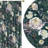 Soovi Home Zatemňovací záves Botanica Peony – kvetinový vzor pivónií a lupeňov na smaragdovom podklade Veľkosť: 140x300 na riasiaci pás
