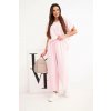 Fashionweek dámsky viskózový komplet pruhovaná blúzka a široké nohavice 5444 jasne ružový