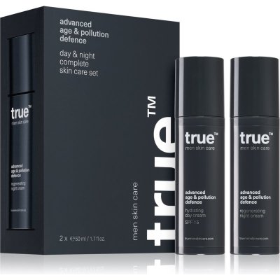 true men skin care Day & night complete skin care set denný hydratačný krém SPF 15 50 ml + nočný regeneračný krém 50 ml kozmetická sada