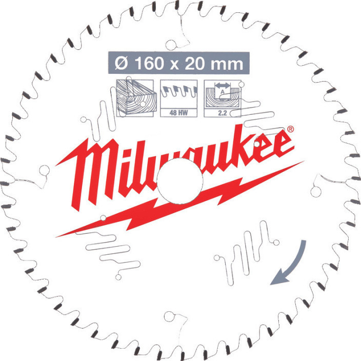 Milwaukee pílový kotúč na drevo 160 x 20 x 2.2 mm 48z ATB