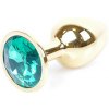 Boss Series Jewellery Gold Plug GREEN - zlatý análny kolík s drahokamom 7 x 2,7 cm