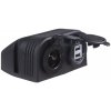 dvojitá zásuvka s panelom 1x CL + 2x nabíjačka USB vodeodolná