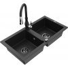 MEXEN/S MEXEN/S - Mario granitový drez 2-bowly vrátane batérie Savita, čierna/strieborná metalík 6504-73-672601-70-B