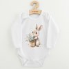 Detské body s potlačou New Baby Králiček s kvetinkami, veľ. 74 (6-9m)