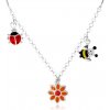 Šperky eshop - Strieborný náhrdelník 925 pre deti, farebná lienka, kvietok, včielka SP45.22