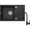 Deante Corio, granitový drez na dosku 670x440x175 mm + drezová batéria s ramenom v tvare 