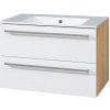MEREO - Bino, kúpeľňová skrinka s keramickým umývadlom 81 cm, biela/dub CN671
