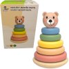 Babu skladacia pyramída s pastelovými krúžkami medveď