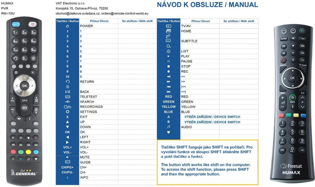 Diaľkový ovládač General HUMAX RM-I06S Freesat