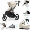 Set 6v1 Cybex Avi Spin Seashell Beige 2024 + vanička Cot S Seashell Beige + adaptéry + pláštenky Thule + ochranná sieť