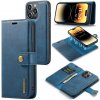 Peňaženkové kožené puzdro DG.MING na iPhone 15 Pro Max - Modrá