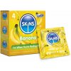 Skins Banana 4 ks, banánové latexové kondómy s nominálnou šírkou 55 mm