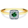 Zásnubný prsteň SAVICKI: dvojfarebné zlato, smaragd, diamanty - SAVSP18006SZM