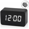 E-CLOCK VST-863 Budík drevený s reakciou na tlesknutie, čierna