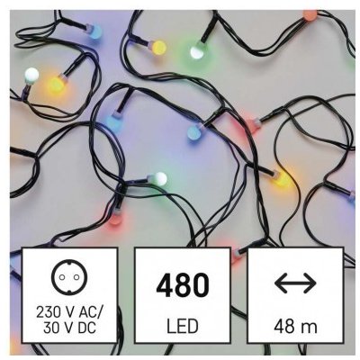 LED vianočná cherry reťaz guličky 48 m vonkajšia aj vnútorná multicolor časovač 8592920096178
