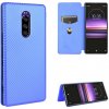 Peňaženkové Carbon puzdro na Sony Xperia 1 - Modrá