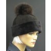 Splus čiapka s bambulí z polární lišky 4051 hnědá