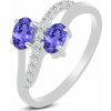 Nefertitis Prsteň strieborný s brúseným tanzanitom a zirkónmi Ag 925 026069 TZ - 62 mm (US 10) 2,9 g