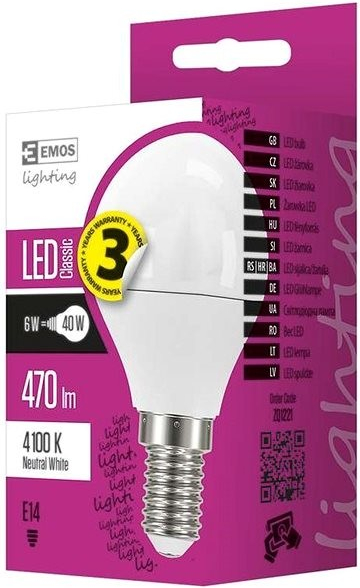 Emos žiarovka LED Classic Mini Globe 6 W E14, neutrálna biela