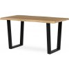 Autronic HT-F4214 OAK Stôl jedálenský, 140x80x75 cm, MDF doska, dekor divoký dub, kovová nohy v tvare U, čierny matný lak