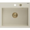 MEXEN/S MEXEN/S - Oscar granitový drez 580 x 490 mm, béžová, zlatý sifón 6519581000-69-G