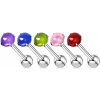 Šperky eshop - Piercing do jazyka z ocele 316L - farebný zirkón v tvare kabošonu, 16 mm AB25.14 - Farba: Fialová