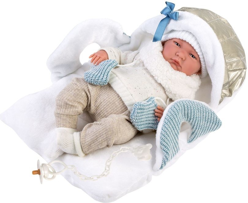 Llorens 74028 NEW BORN realistická miminko se zvuky a měkkým látkovým tělem 42 cm