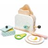 Drevený hriankovač s avokádom Breakfast toaster set Tender Leaf Toys chlebíky, vajíčko a riad