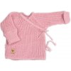 Dojčenský svetrík rastúci na zaväzovanie na boku rúžový