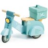Drevené odrážadlo Donáška jedla Delivery Scooter Tender Leaf Toys s gumenými kolesami a plátená taška od 24 mes