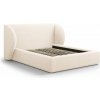 Krémová čalúnená dvojlôžková posteľ s úložným priestorom s roštom 180x200 cm Miley – Micadoni