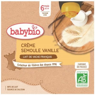 BABYBIO Kapsička krém, vanilka, krupička (4x 85 g)