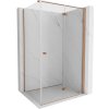 Mexen Mist-F T, 1-krídlový skladací sprchový kút pravý 75 x 95 cm, číre sklo, medený matný profil, 8A6T-075-095-65-00-P