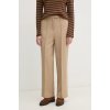 Nohavice Tommy Hilfiger dámske, béžová farba, rovné, stredne vysoký pás, WW0WW43875 40