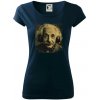 Albert Einstein so slúchadlami - Dámske tričko Pure - M ( Tmavomodrá (veľmi tmavá - skoro čierna) )