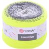 Pletacia bavlnená priadza YarnArt FLOWERS Vivid 502 smotanová sivá žltá neonová