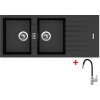 Granitový drez Sinks PERFECTO 1160 DUO Metalblack + batéria FLEXIA