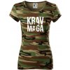 Nápis Krav Maga - Dámske maskáčové tričko - XS ( Hnedý maskáč )