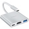 HOCO HB14 typ C USB 3.0+HDMI+PD biely (Rozbočovač na PC na koncovku typ C, HDMI, PD)
