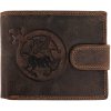 Wild Luxusná pánska peňaženka s prackou s obrázkom znamení zverokruhu - Strelec - hnedá