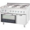 Elektrický sporák 6 plotýnek s elektrickou troubou (Termooběh), 15,6+7 kW | STALGAST, Linia 700 inox