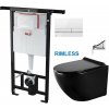 ALCA Predstenový inštalačný systém s bielym tlačidlom M1710 + WC MEXEN LENA ČERNÁ Rimless + SEDADLO AM102/1120 M1710 ME01