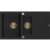 Mexen Matias - drez granitový 900x505x200 mm, 1,5-komorový, čierna so zlatým sifónom, 6502901505-77-G