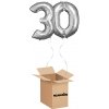HeliumKing Balónový box - Narodeninové číslo 30 strieborný 86 cm